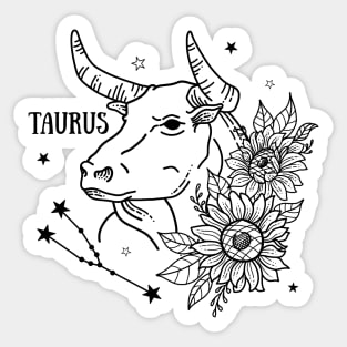 Zodiac Garden Floral Design: Taurus Sticker